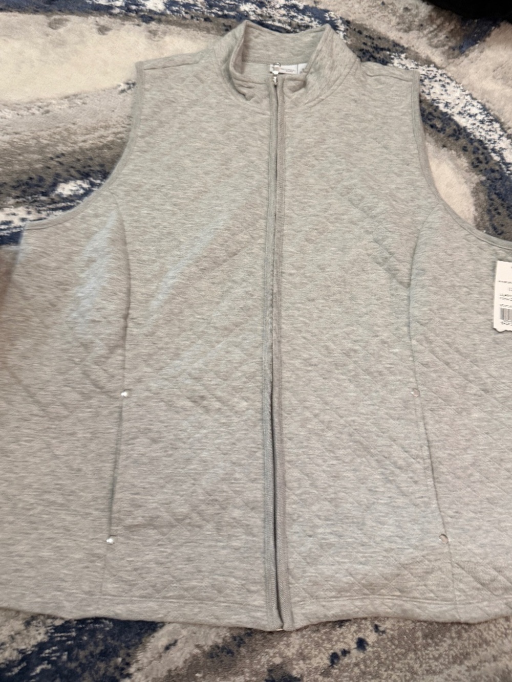 Kim Rogers Curvy Quilted Full Zip Vest Gray 1X NWT
